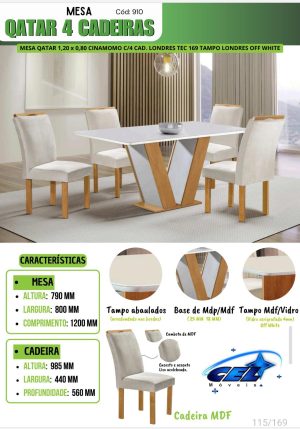 mesa qatar 4 cadeira cod 910