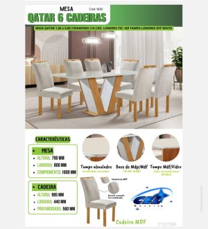 MESA QATAR 6 CADEIRAS COD 908