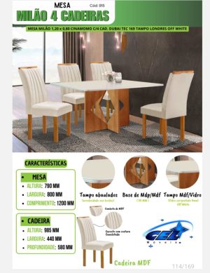 mesa milao 4 cadeira cod 915